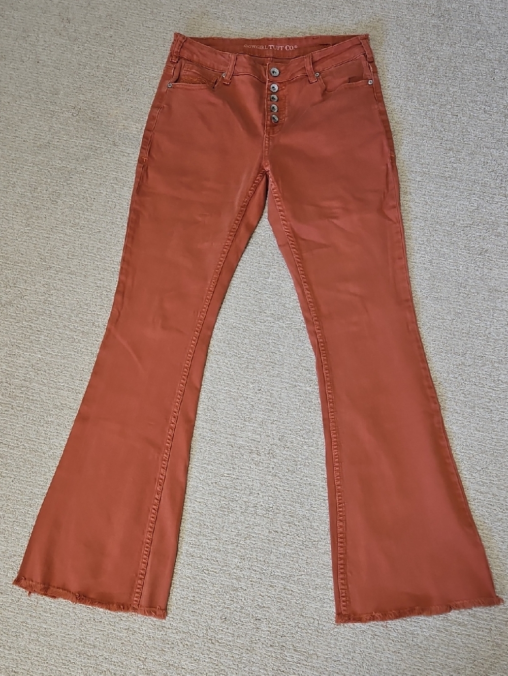 Cowgirl Tuff Rust Orange Bootcut Jeans Button Fly